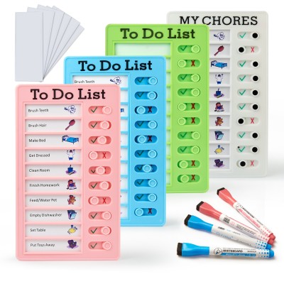 Chore Chart Board for Kids with Adhesive Pads,Kids ADHD to Do List.Helping ADHD Plan Household and Work tasks.4 Planner Boards, 4 Marker