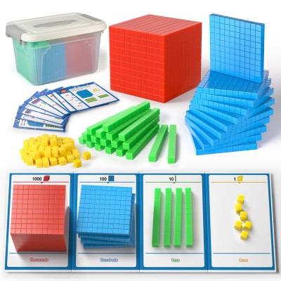 Base Ten Blocks with Place Value Chart - Math Manipulatives for Kids.Counting Blocks for Math to Help Educate Kindergarten Teachers. 