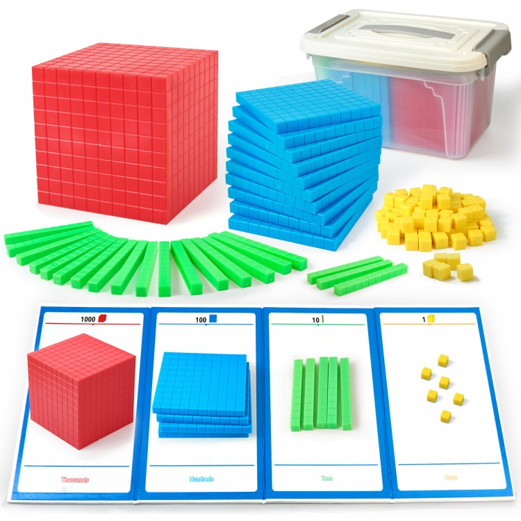 Math Manipulatives for Kids Aged 3+.Base Ten Blocks with Place Value Chart - Plastic Math Cubes to Help Educate Kindergarten Teachers.133 PCS  Math Manipulatives for Kids Aged 3+.Base Ten Blocks with Place Value Chart - Plastic Math Cubes to Help Educate Kindergarten Teachers.133 PCS
