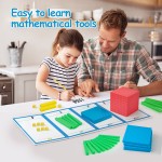 Math Manipulatives for Kids Aged 3+.Base Ten Blocks with Place Value Chart - Plastic Math Cubes to Help Educate Kindergarten Teachers.133 PCS  Math Manipulatives for Kids Aged 3+.Base Ten Blocks with Place Value Chart - Plastic Math Cubes to Help Educate Kindergarten Teachers.133 PCS