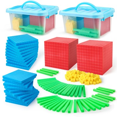 334 PCS Base Ten Blocks Set,Contains 110 rods Counting Cubes to Help Kids Learn Maths. 2 Boxes-Pack