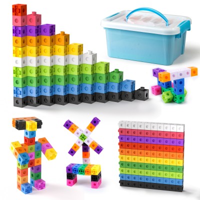Math Linking Cubes with Box 301PCS, Preschool Math Manipulative, Kids Counting Blocks Play Set, Suitable for Learning Educational Supplies in Kindergarten. Great Gift for Boys & Girls