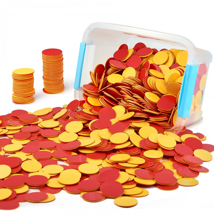 Plastic Two-Color Counter,Red/Yellow Two Side 1000 PCS,Counting Manipulatvies, Math Counters for Kids, Counting Chips 