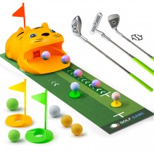 Putting Green Indoor with Toddlers Golf Clubs,Party Game with Automatic Golf Bounce Back Machine,Outdoor Training mats,Light up Balls,Gifts for 3 Year Old boy&Girl