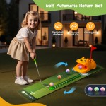 Putting Green Indoor with Toddlers Golf Clubs,Party Game with Automatic Golf Bounce Back Machine,Outdoor Training mats,Light up Balls,Gifts for 3 Year Old boy&Girl  Putting Green Indoor with Toddlers Golf Clubs,Party Game with Automatic Golf Bounce Back Machine,Outdoor Training mats,Light up Balls,Gifts for 3 Year Old boy&Girl