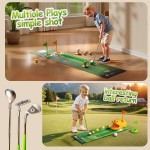 Putting Green Indoor with Toddlers Golf Clubs,Party Game with Automatic Golf Bounce Back Machine,Outdoor Training mats,Light up Balls,Gifts for 3 Year Old boy&Girl  Putting Green Indoor with Toddlers Golf Clubs,Party Game with Automatic Golf Bounce Back Machine,Outdoor Training mats,Light up Balls,Gifts for 3 Year Old boy&Girl