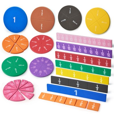 Magnetic Fraction Tiles for Kid's Maths Classroom Toys.Standing Teaching aids for Primary classrooms.Help Kids Learn Fractions (R+Rectangular) 
